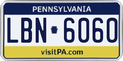 PA license plate LBN6060