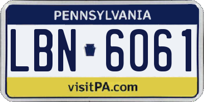 PA license plate LBN6061