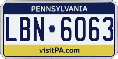 PA license plate LBN6063