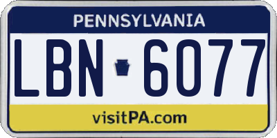 PA license plate LBN6077