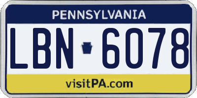 PA license plate LBN6078