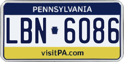 PA license plate LBN6086