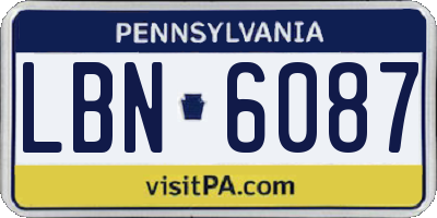 PA license plate LBN6087