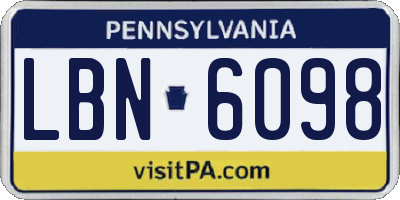 PA license plate LBN6098