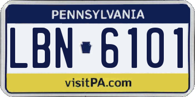 PA license plate LBN6101
