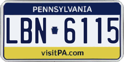PA license plate LBN6115