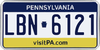 PA license plate LBN6121