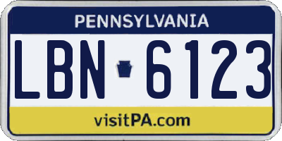 PA license plate LBN6123