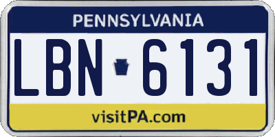 PA license plate LBN6131