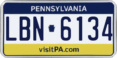 PA license plate LBN6134