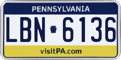 PA license plate LBN6136