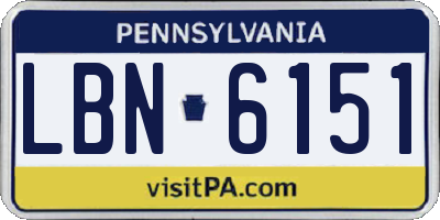 PA license plate LBN6151