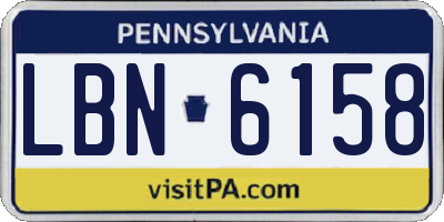 PA license plate LBN6158