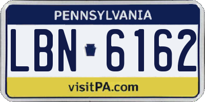 PA license plate LBN6162