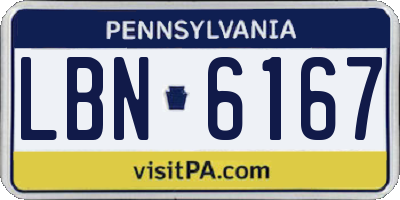 PA license plate LBN6167