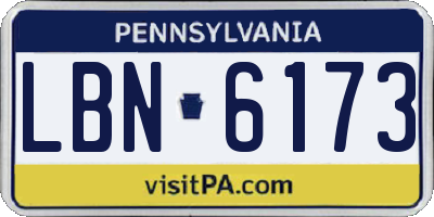 PA license plate LBN6173