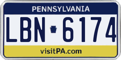 PA license plate LBN6174