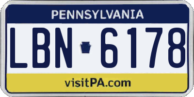 PA license plate LBN6178
