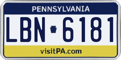 PA license plate LBN6181