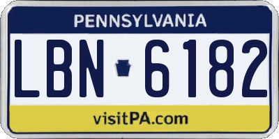 PA license plate LBN6182