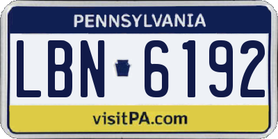 PA license plate LBN6192