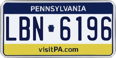 PA license plate LBN6196