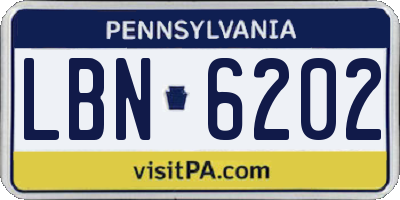 PA license plate LBN6202
