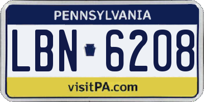 PA license plate LBN6208