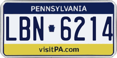 PA license plate LBN6214