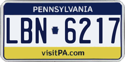 PA license plate LBN6217