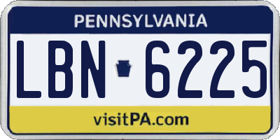 PA license plate LBN6225