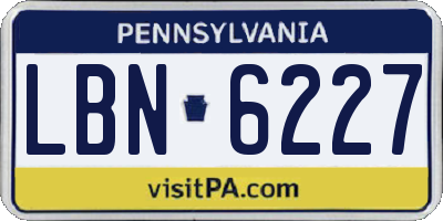PA license plate LBN6227