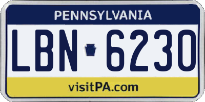PA license plate LBN6230