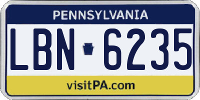 PA license plate LBN6235