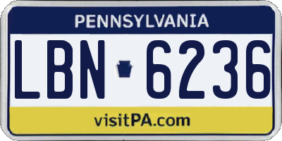 PA license plate LBN6236
