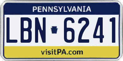 PA license plate LBN6241