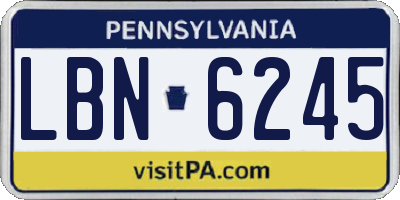 PA license plate LBN6245