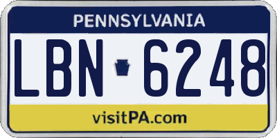 PA license plate LBN6248