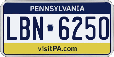 PA license plate LBN6250
