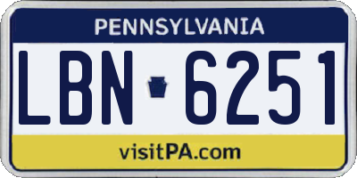 PA license plate LBN6251