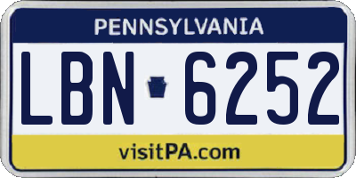 PA license plate LBN6252