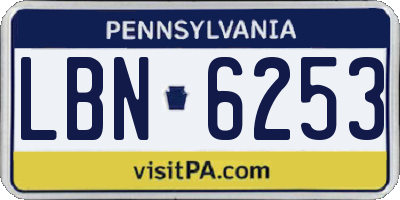 PA license plate LBN6253