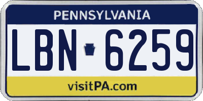 PA license plate LBN6259