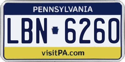 PA license plate LBN6260