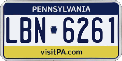 PA license plate LBN6261