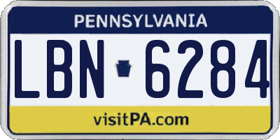 PA license plate LBN6284