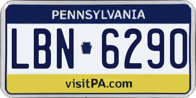 PA license plate LBN6290