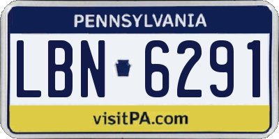 PA license plate LBN6291