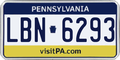 PA license plate LBN6293