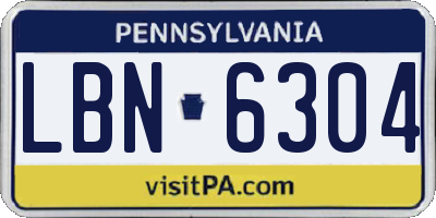 PA license plate LBN6304